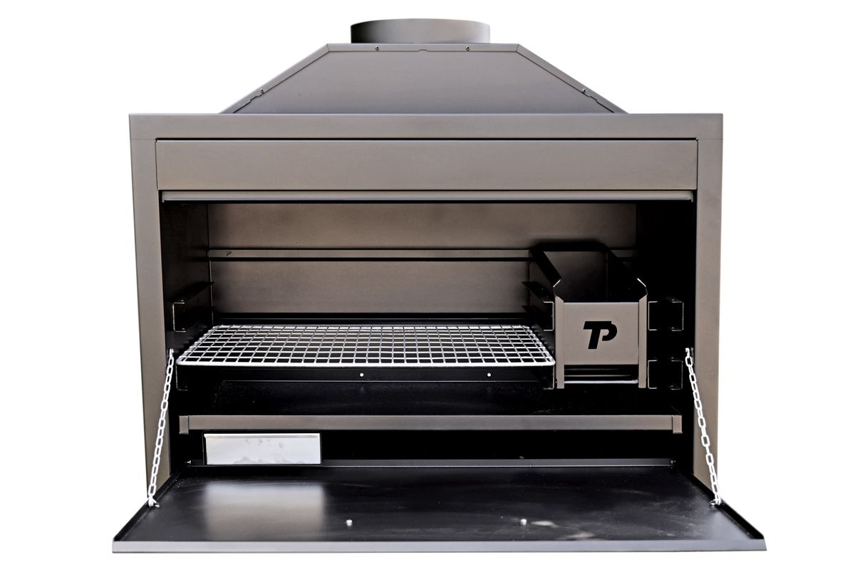 TP Built in Braai Single Door 800mm -Mild Steel Black